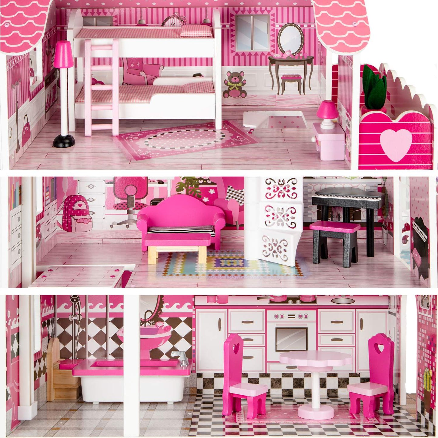 Wooden dollhouse with xxl elevator and ECOTOYS slide
