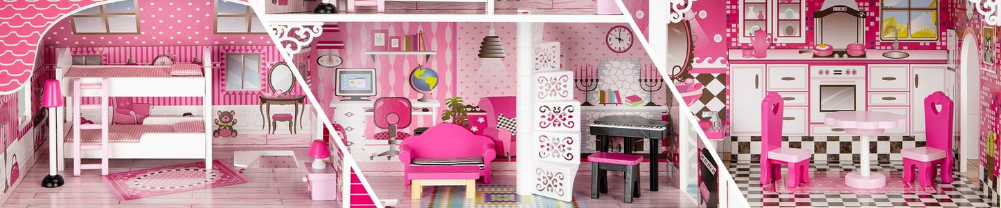 Wooden dollhouse with xxl elevator and ECOTOYS slide