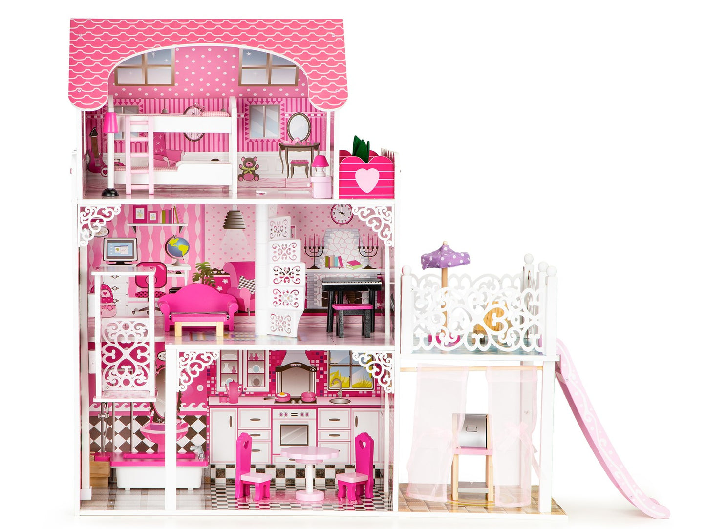 Wooden dollhouse with xxl elevator and ECOTOYS slide