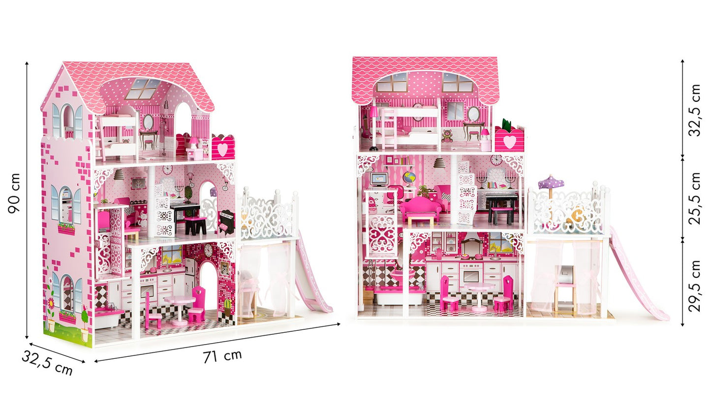 Wooden dollhouse with xxl elevator and ECOTOYS slide