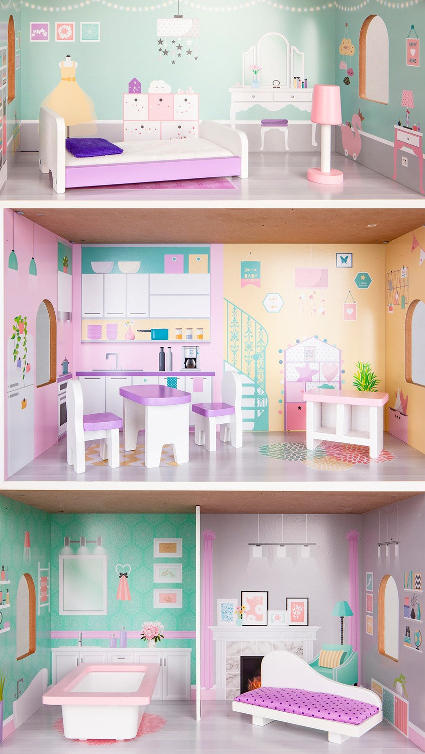Wooden doll's house Blueberry Residence Ecotoys