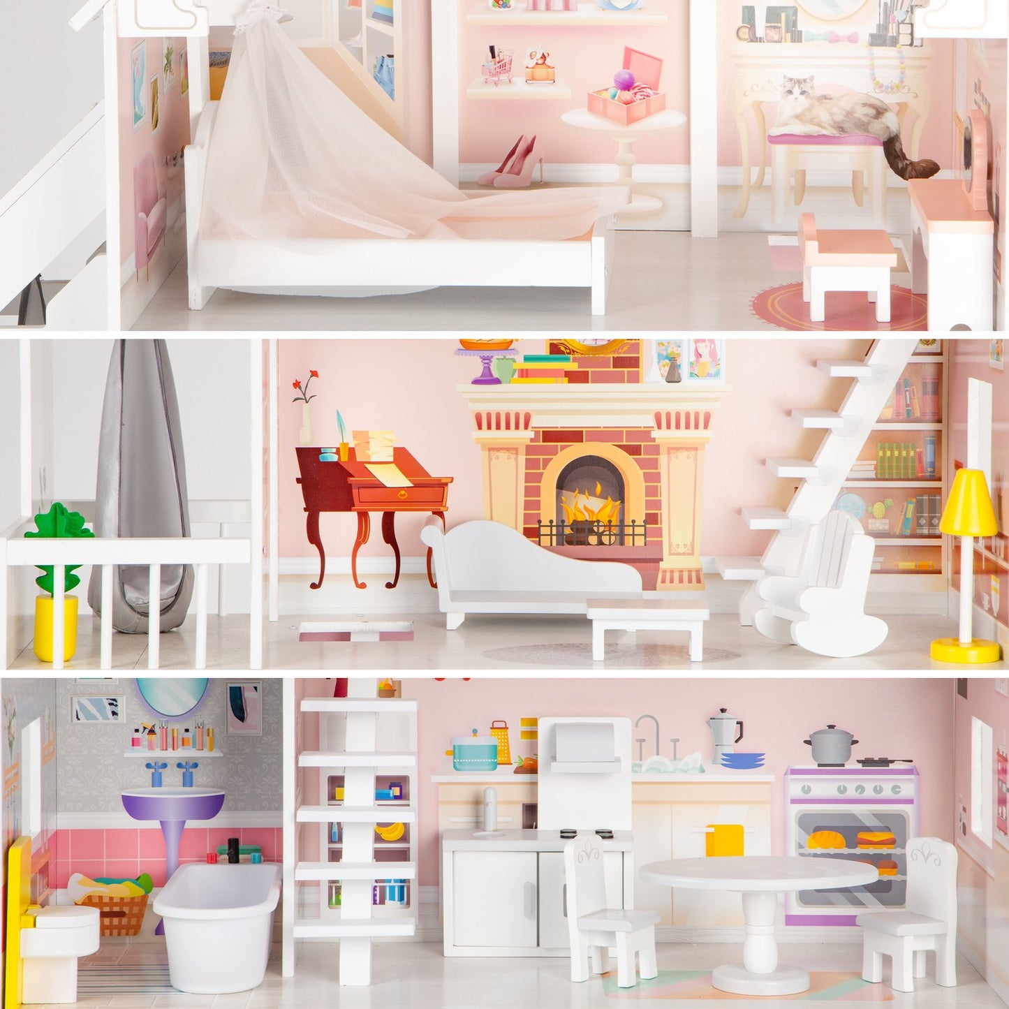 Wooden doll's house XXL Powder Residence ECOTOYS