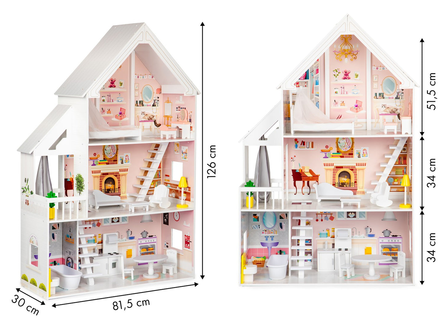 Wooden doll's house XXL Powder Residence ECOTOYS