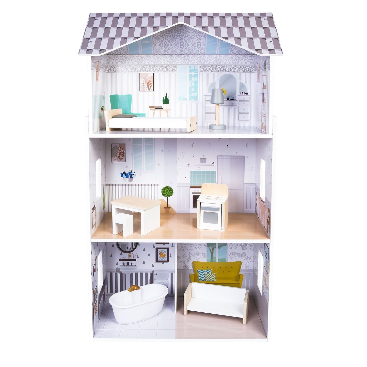 Wooden doll's house with furnitures Grace residence ECOTOYS