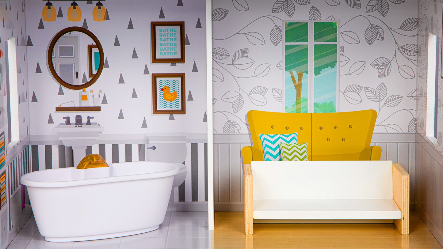 Wooden doll's house with furnitures Grace residence ECOTOYS