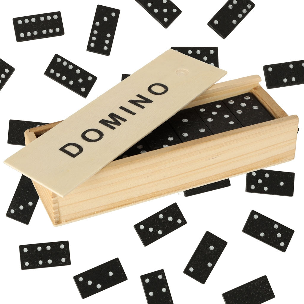Wooden dominoes family game + box