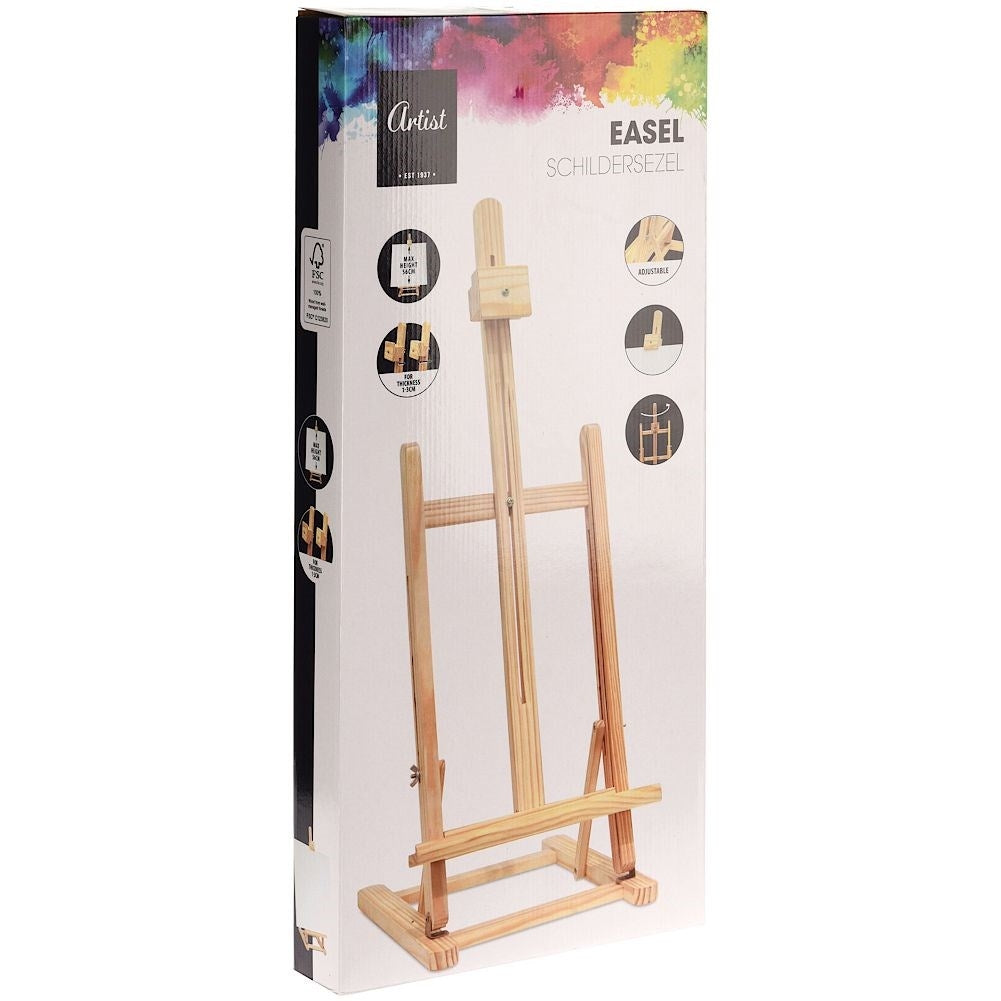 Wooden easel for seated painting, maximum height 56 cm