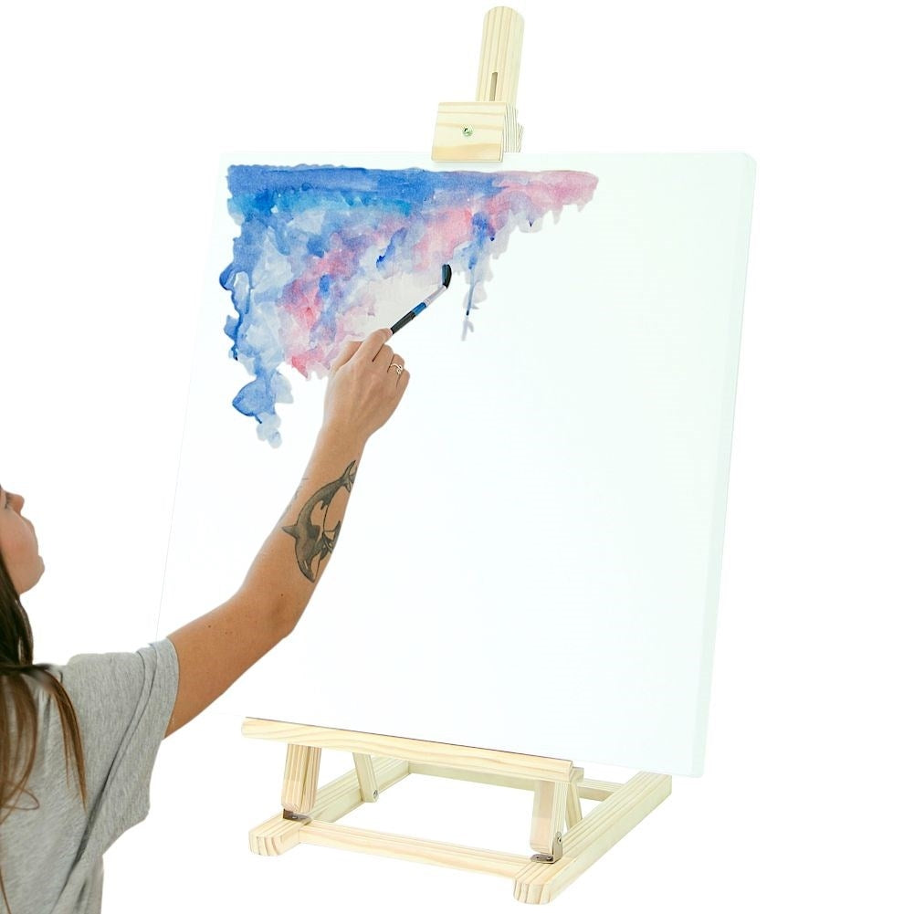 Wooden easel for seated painting, maximum height 56 cm
