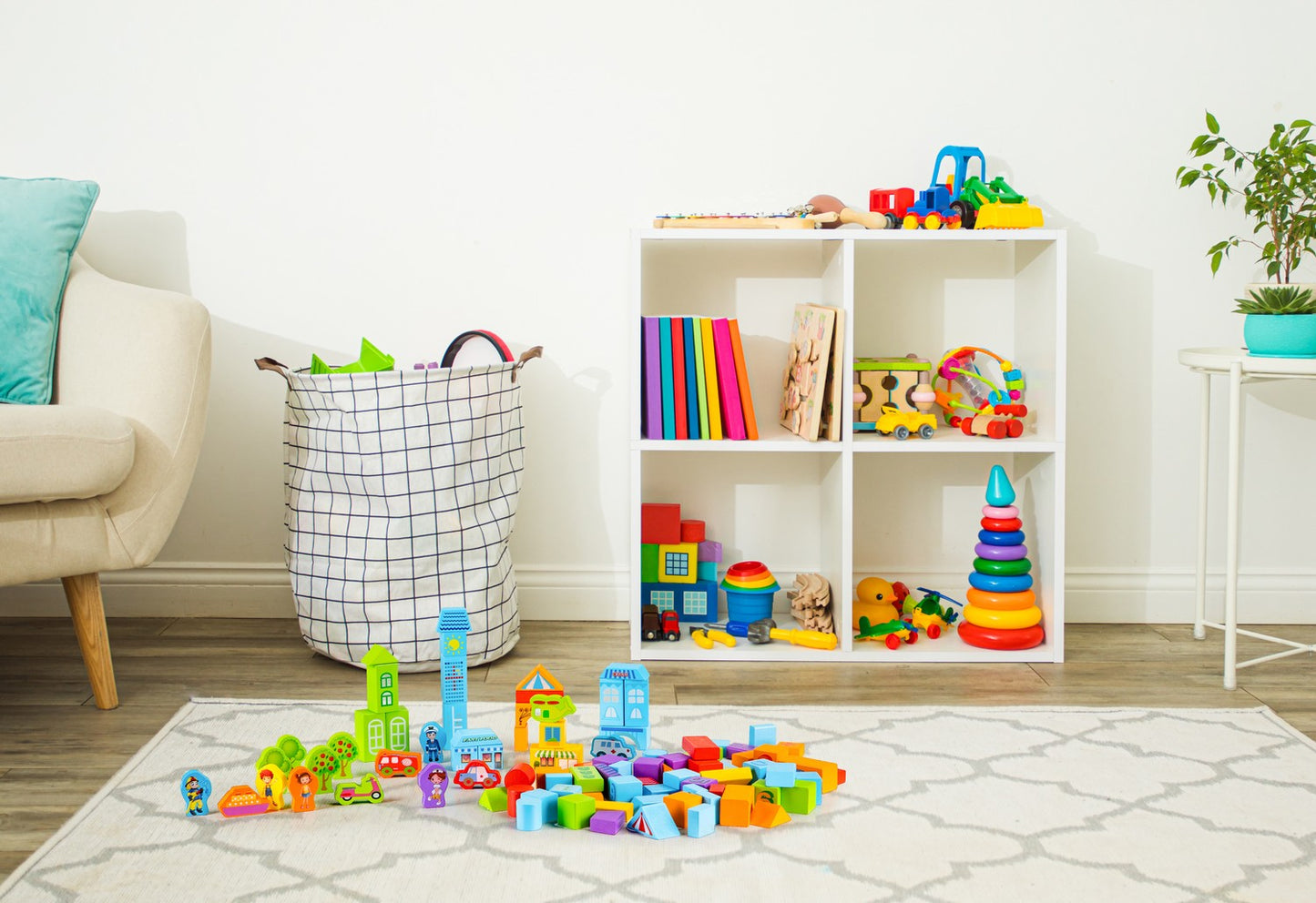 Wooden educational blocks city 100 pcs. sorter