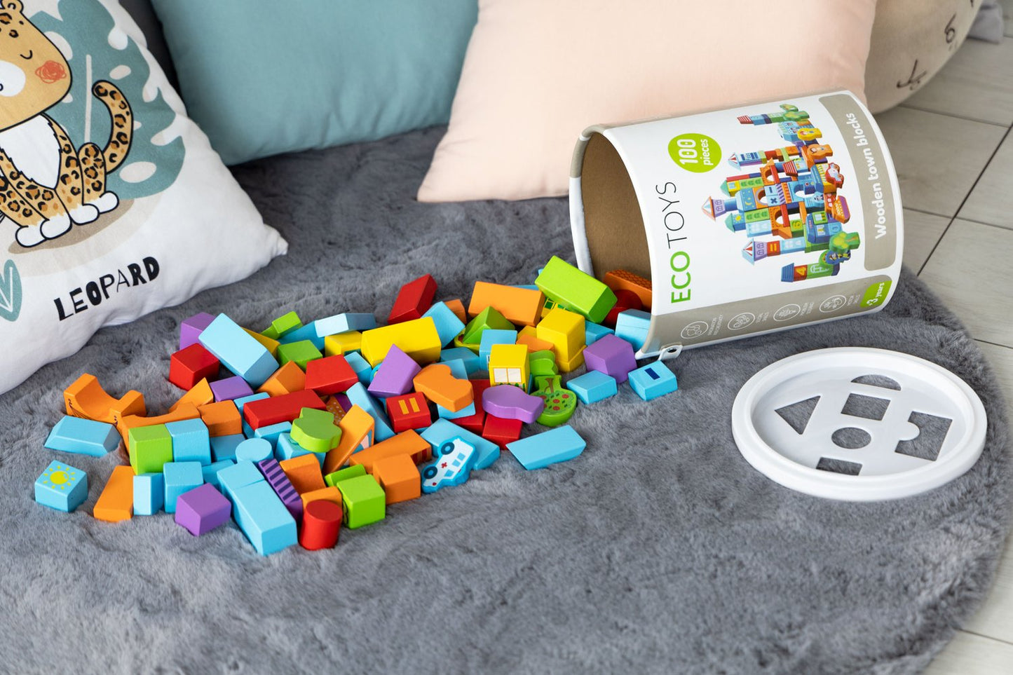 Wooden educational blocks city 100 pcs. sorter