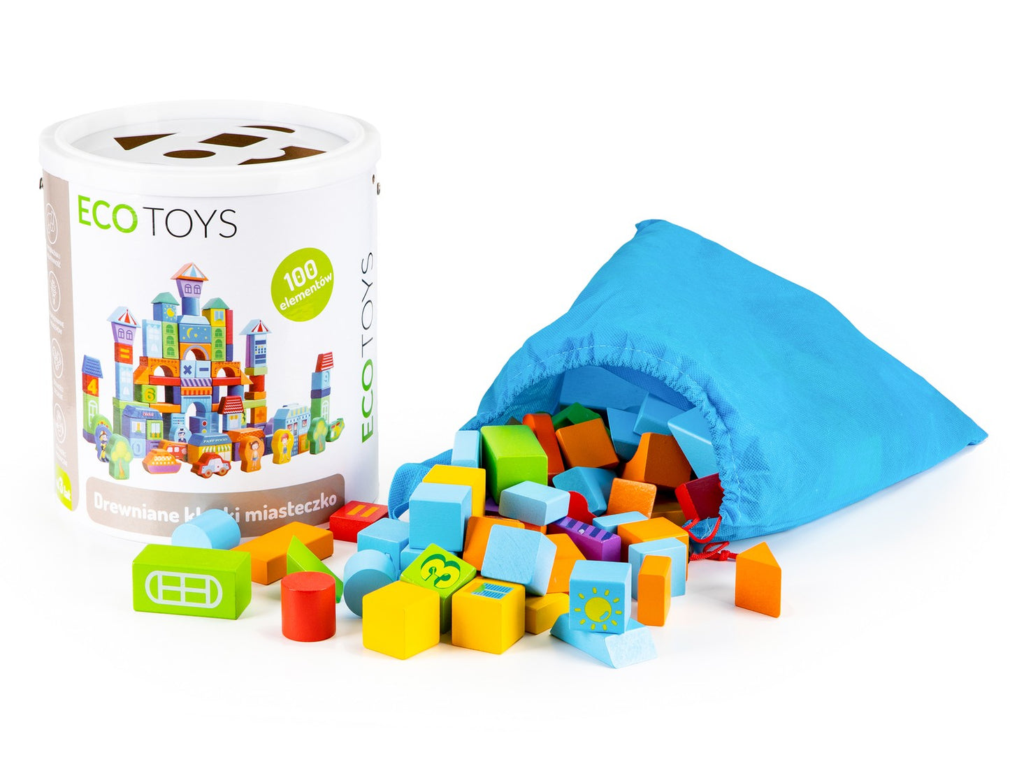Wooden educational blocks city 100 pcs. sorter