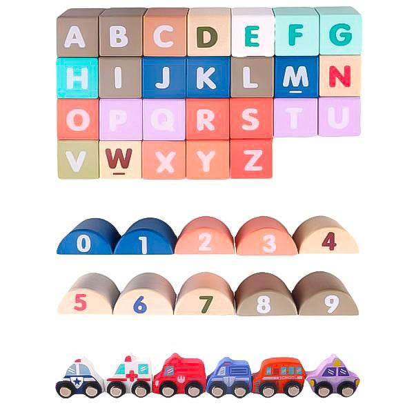 Wooden educational blocks city with a mat 115 pcs ECOTOYS