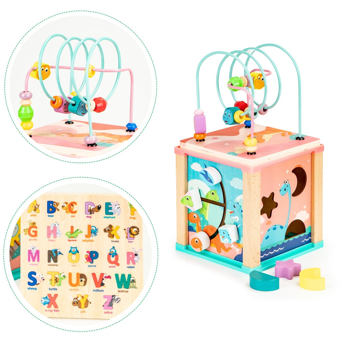Wooden educational cube, ECOTOYS mula sorter