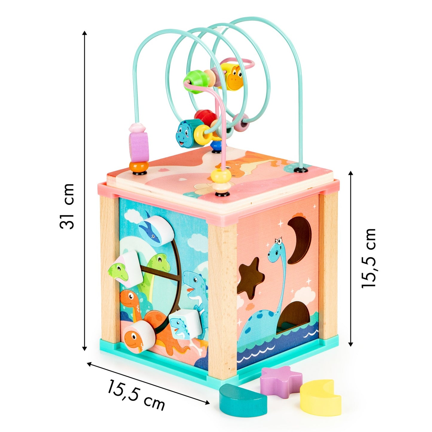 Wooden educational cube, ECOTOYS mula sorter