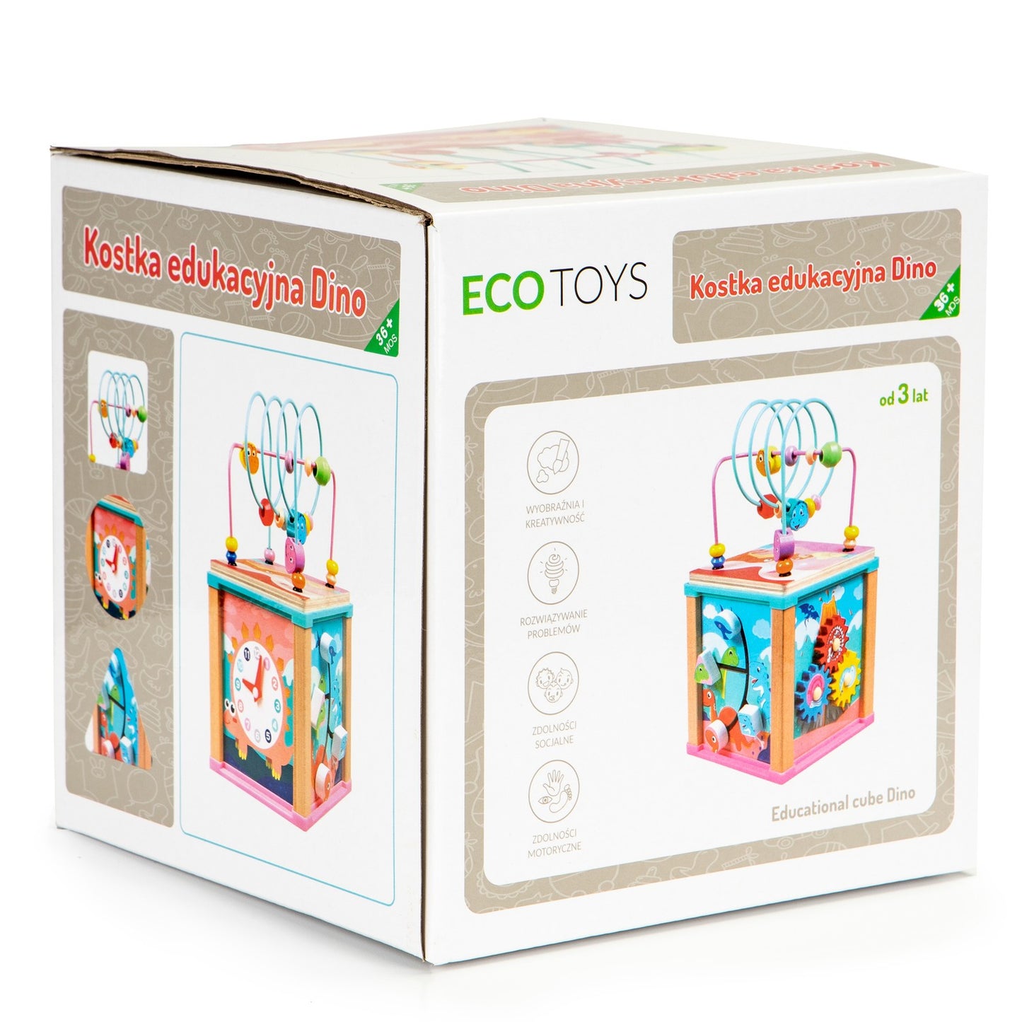 Wooden educational cube, ECOTOYS mula sorter
