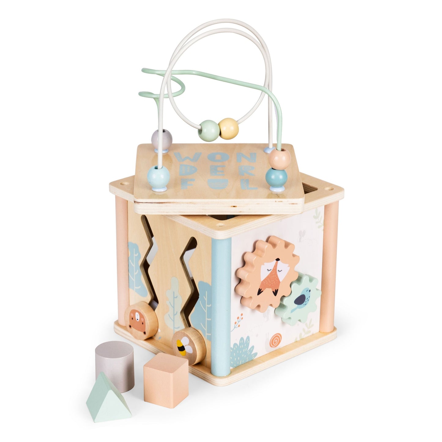 Wooden educational cube sorter Ecotoys blocks