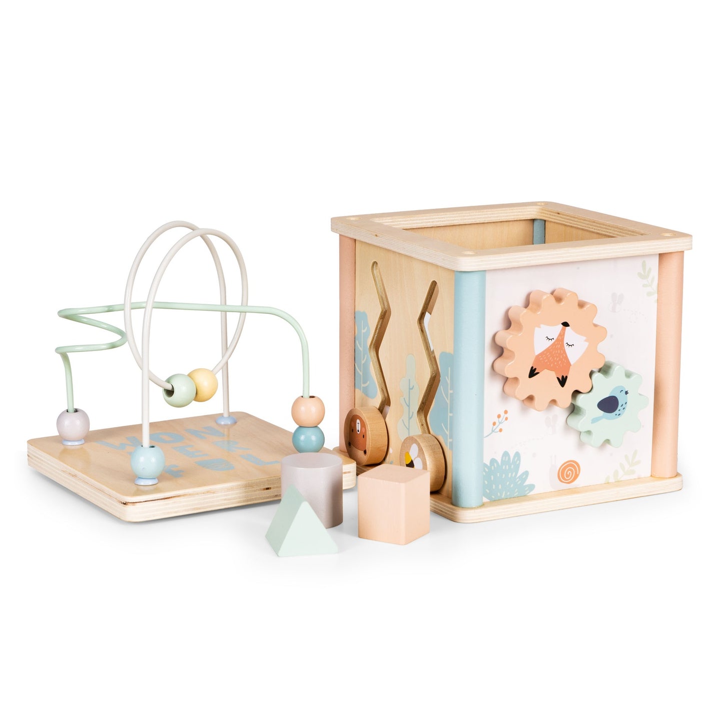 Wooden educational cube sorter Ecotoys blocks