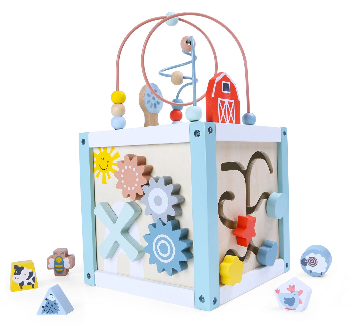 Wooden educational cube sorter + blocks ECOTOYS