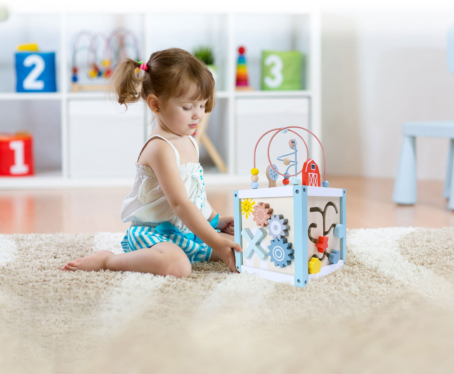 Wooden educational cube sorter + blocks ECOTOYS