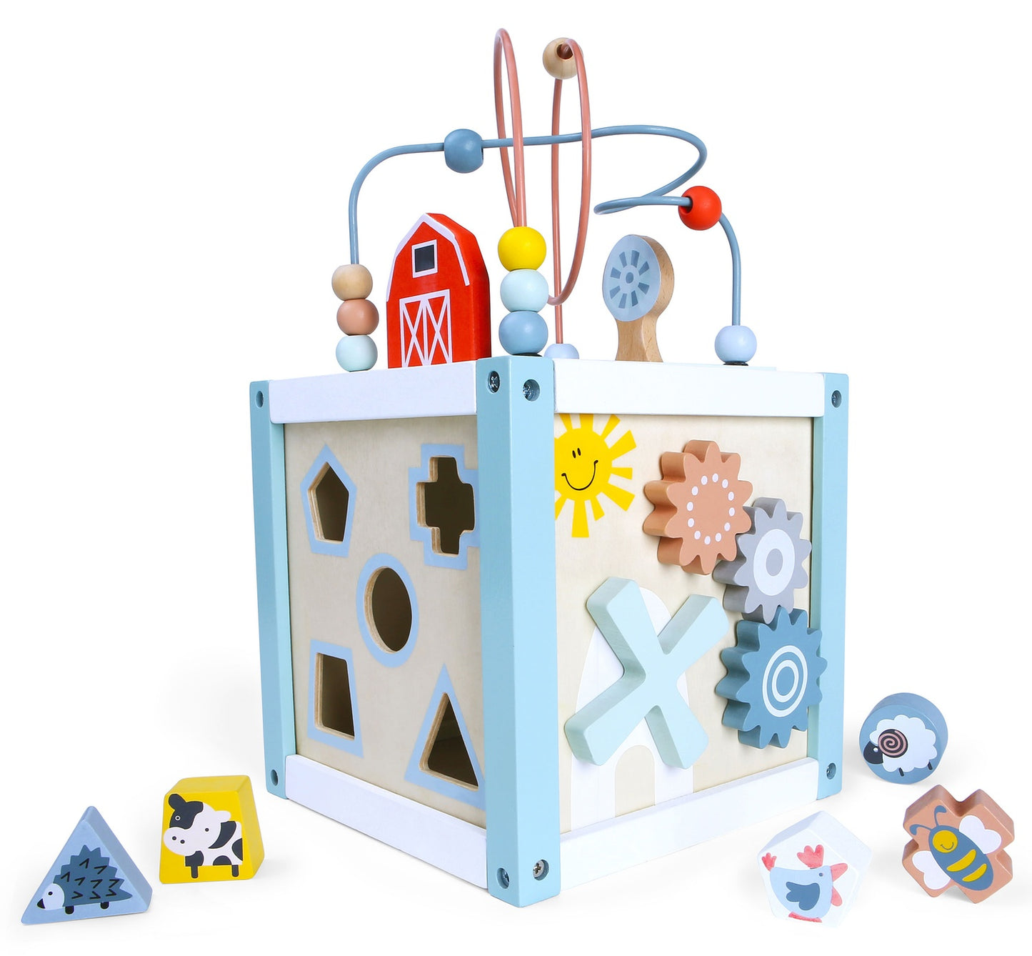 Wooden educational cube sorter + blocks ECOTOYS