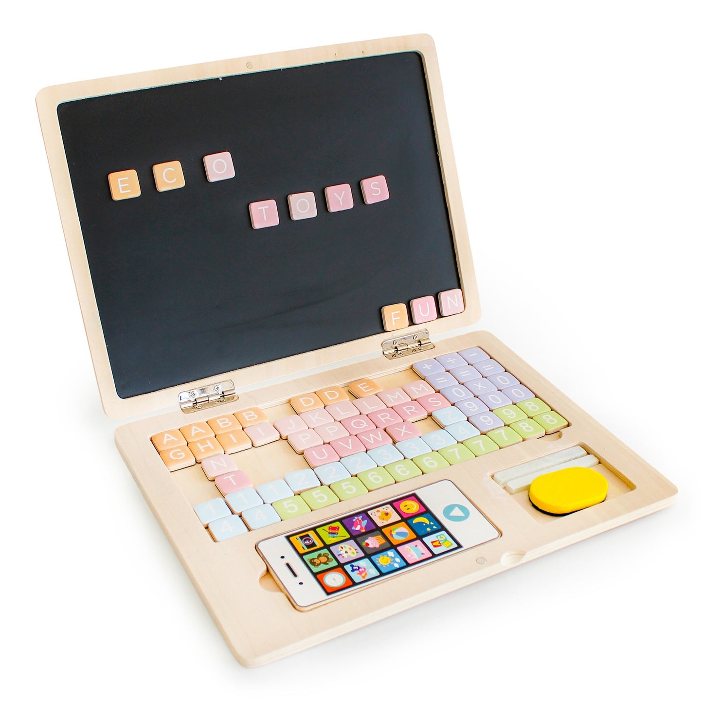 Wooden educational laptop ECOTOYS magnetic board