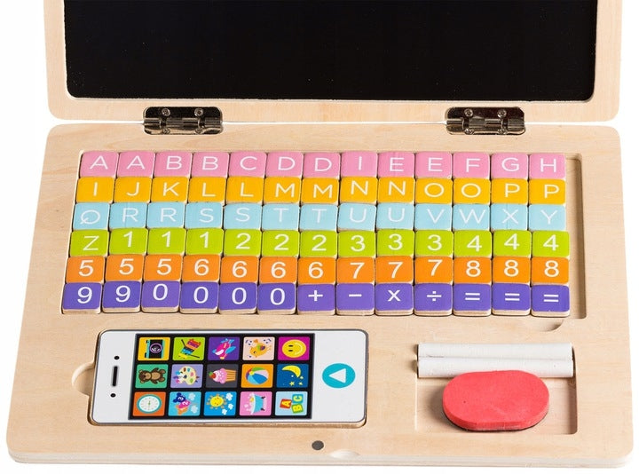 Wooden educational laptop ECOTOYS magnetic board