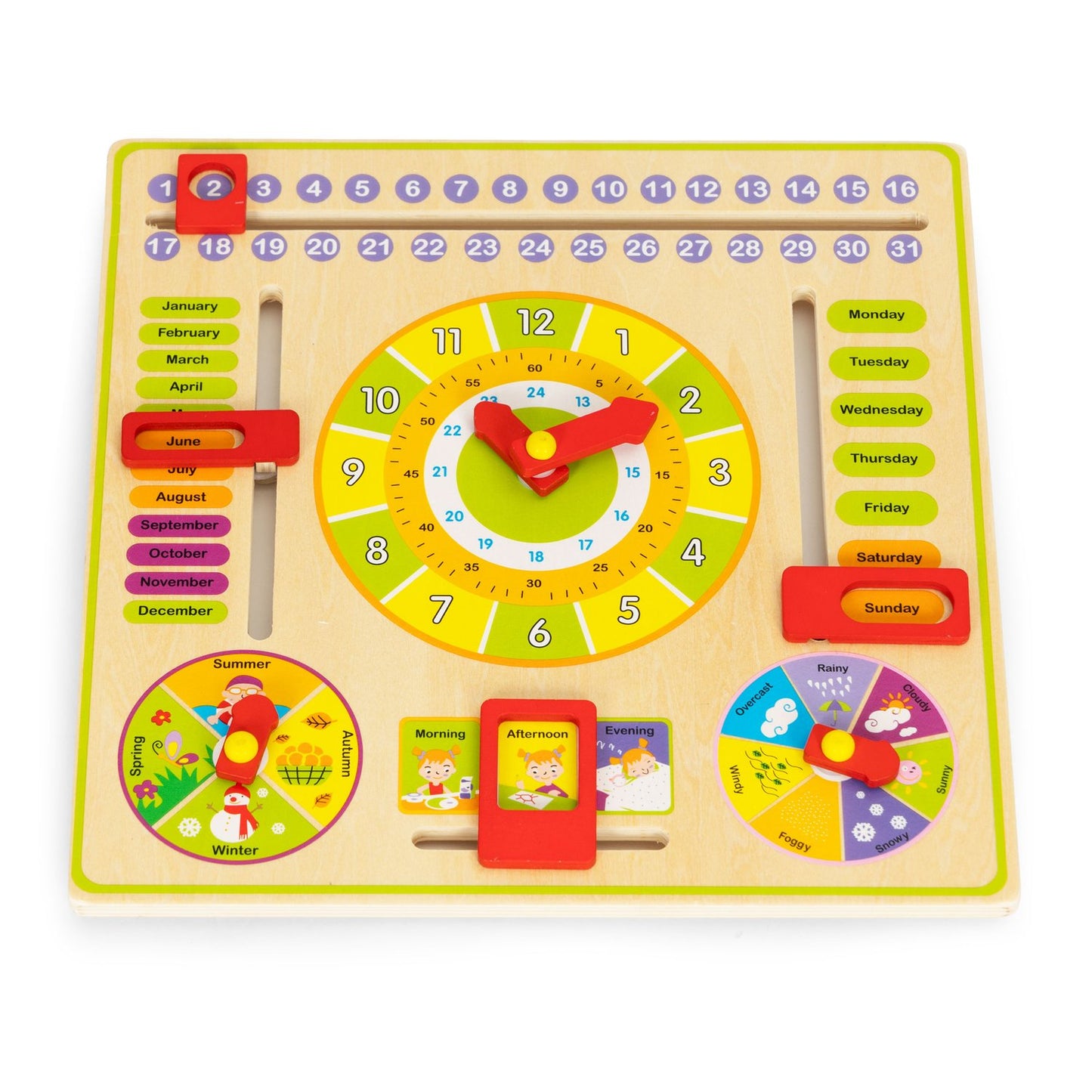 Wooden educational manipulative board, calendar clock ECOTOYS