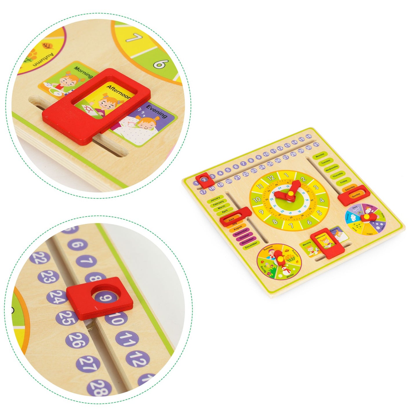Wooden educational manipulative board, calendar clock ECOTOYS