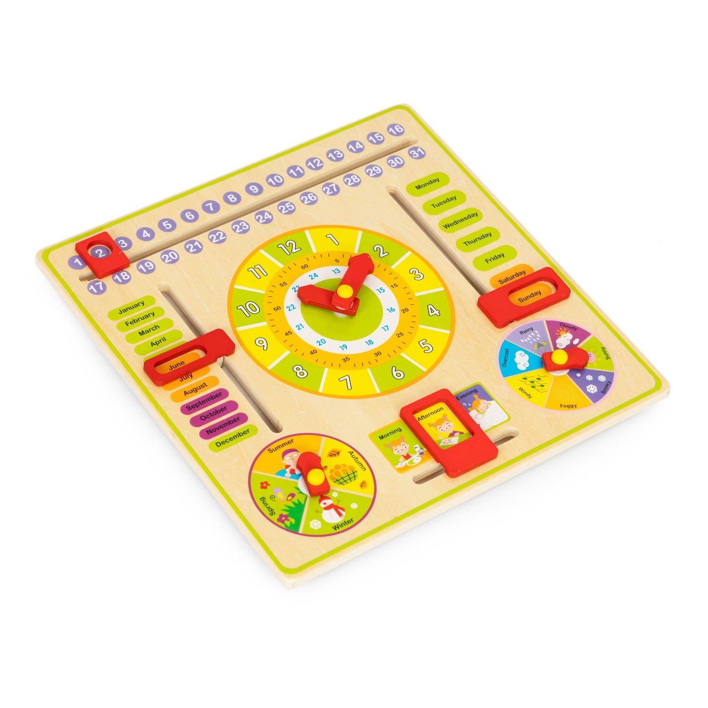 Wooden educational manipulative board, calendar clock ECOTOYS