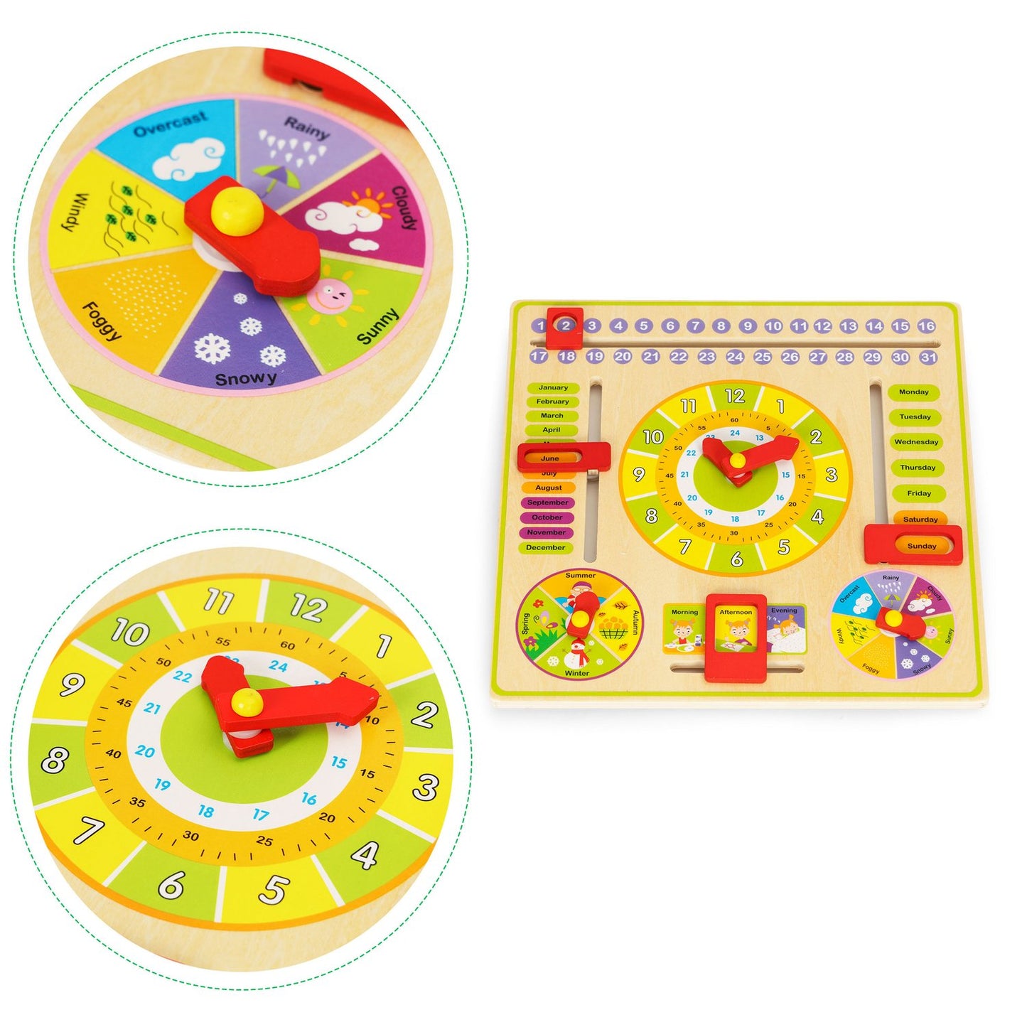 Wooden educational manipulative board, calendar clock ECOTOYS