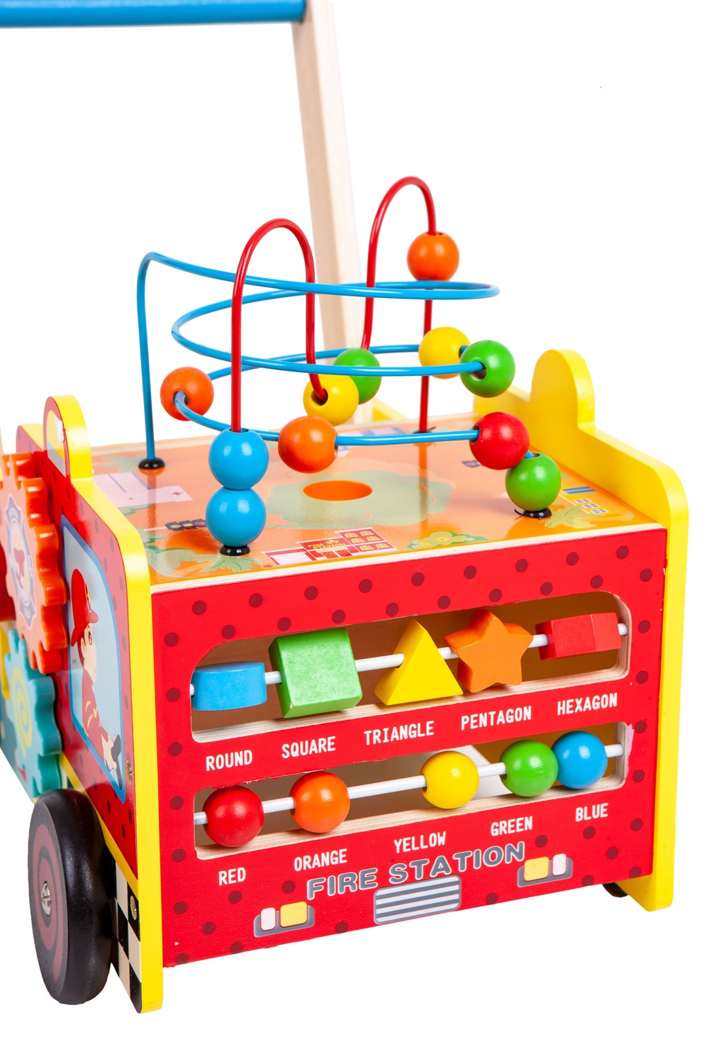 Wooden educational pusher fire brigade + ECOTOYS blocks
