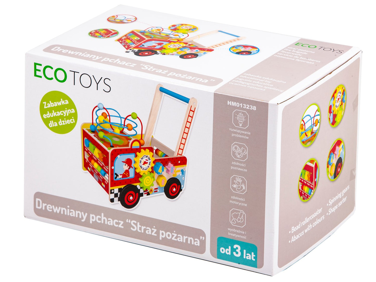 Wooden educational pusher fire brigade + ECOTOYS blocks