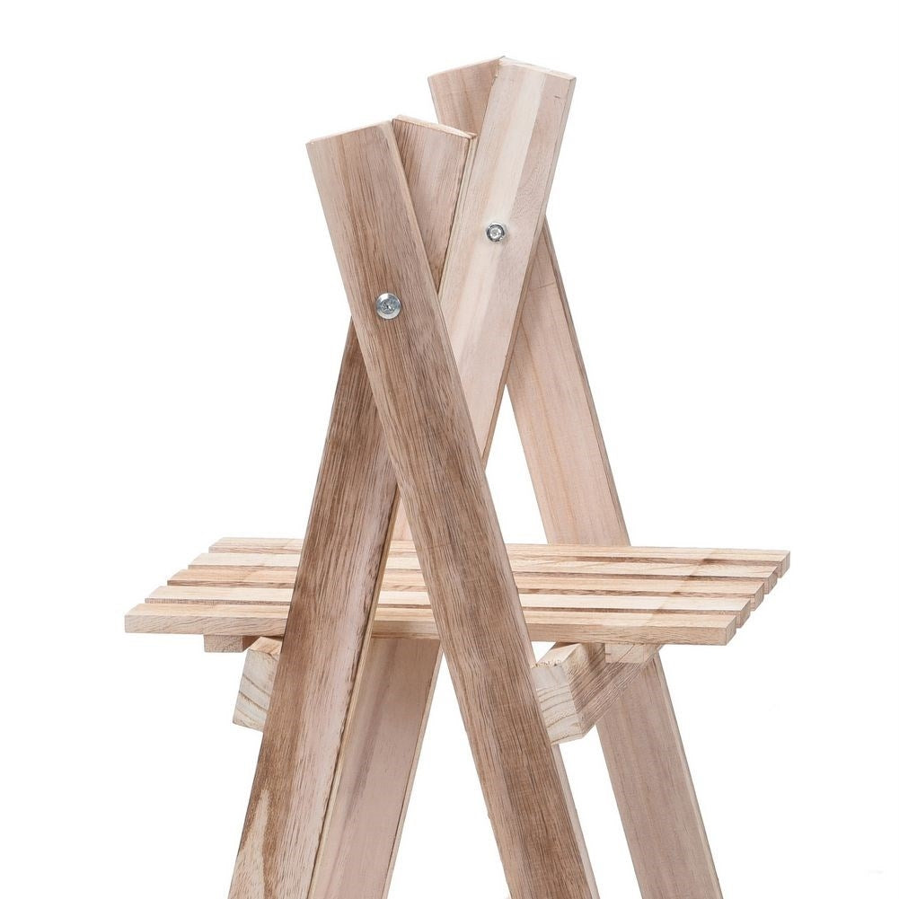Wooden flower stand: Three-level ladder for flowers and herbs