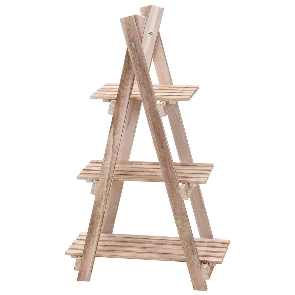 Wooden flower stand: Three-level ladder for flowers and herbs