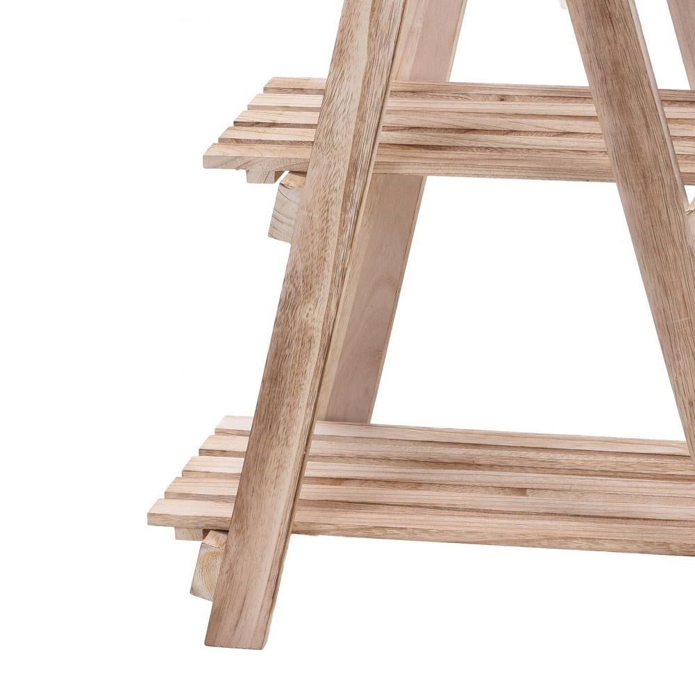 Wooden flower stand: Three-level ladder for flowers and herbs