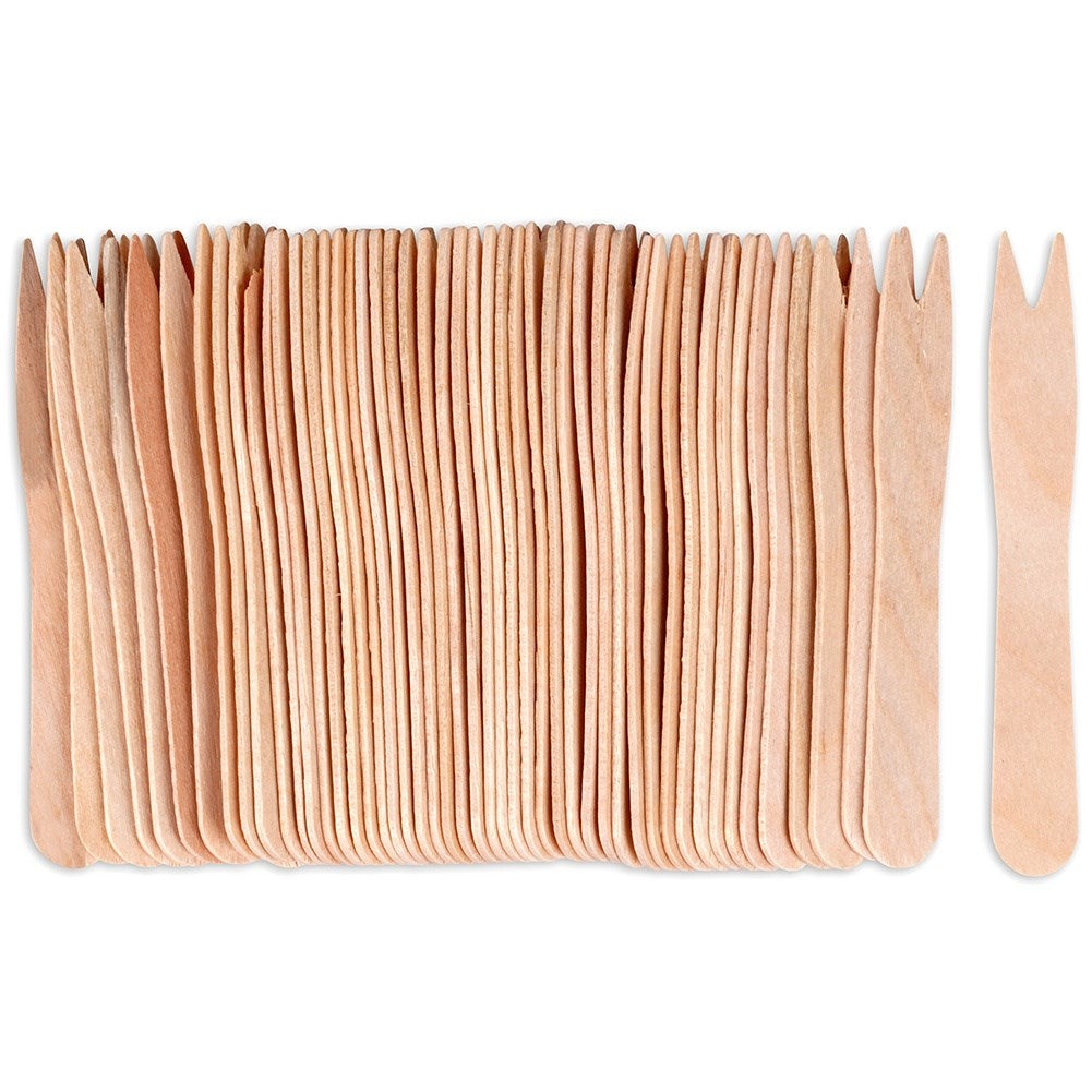 Wooden french fries snack forks 8.5 cm 50 pcs.