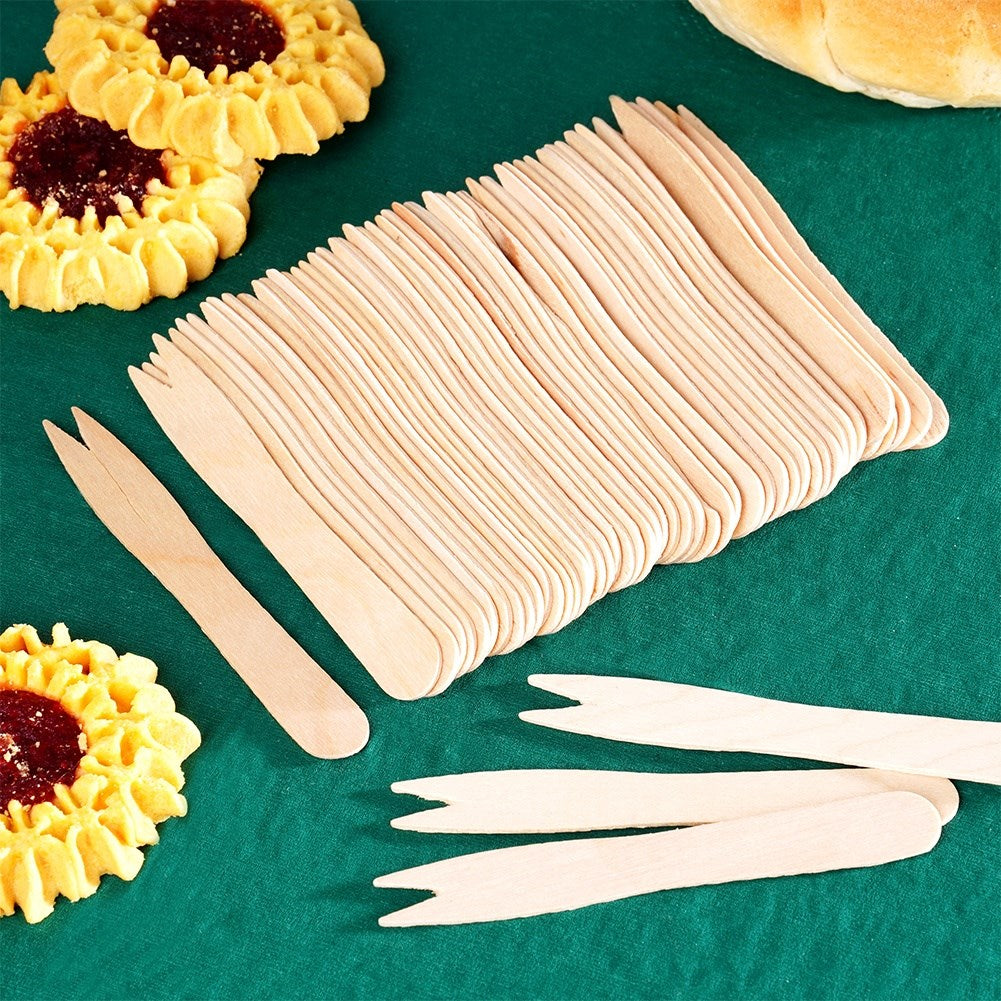 Wooden french fries snack forks 8.5 cm 50 pcs.