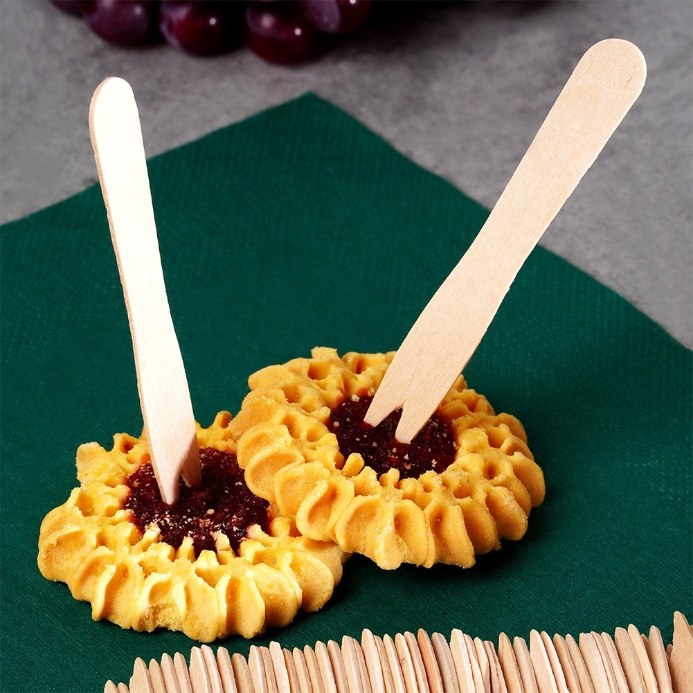 Wooden french fries snack forks 8.5 cm 50 pcs.