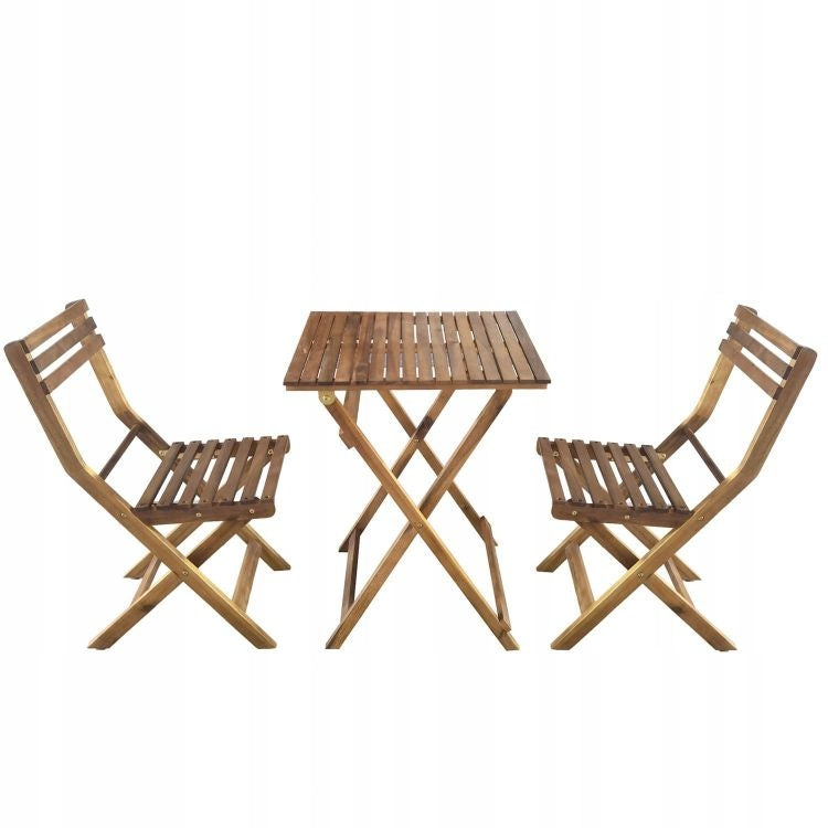 Wooden garden furniture set made of acacia Wood – table and 2 chairs