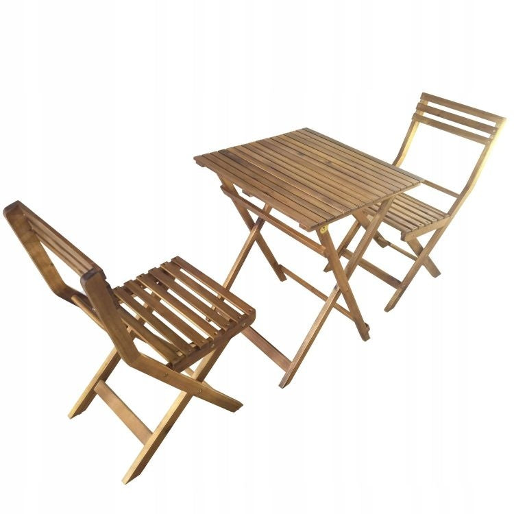 Wooden garden furniture set made of acacia Wood – table and 2 chairs