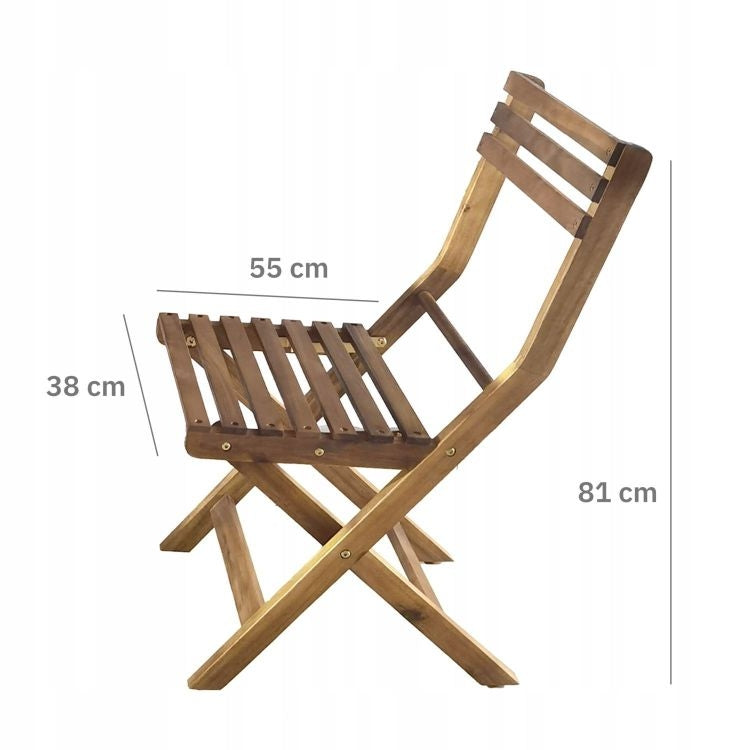 Wooden garden furniture set made of acacia Wood – table and 2 chairs