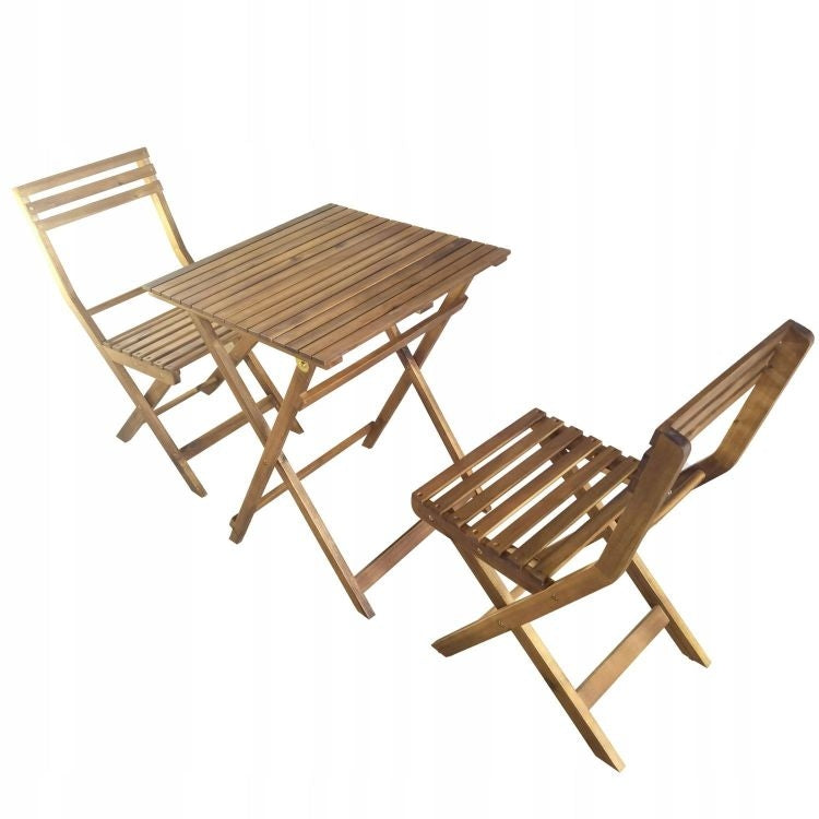 Wooden garden furniture set made of acacia Wood – table and 2 chairs