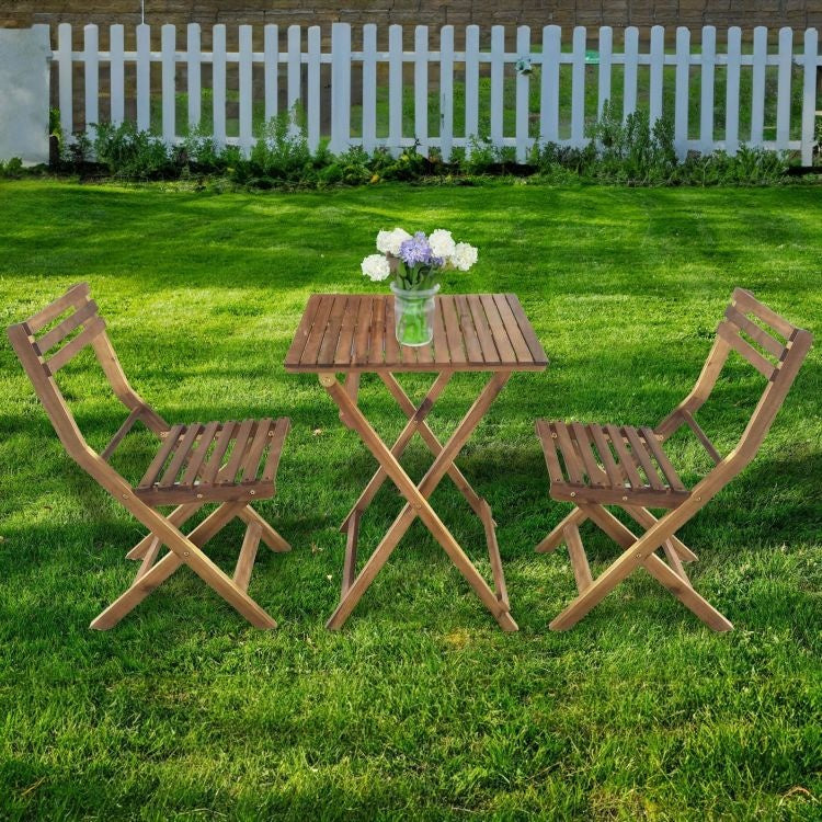 Wooden garden furniture set made of acacia Wood – table and 2 chairs