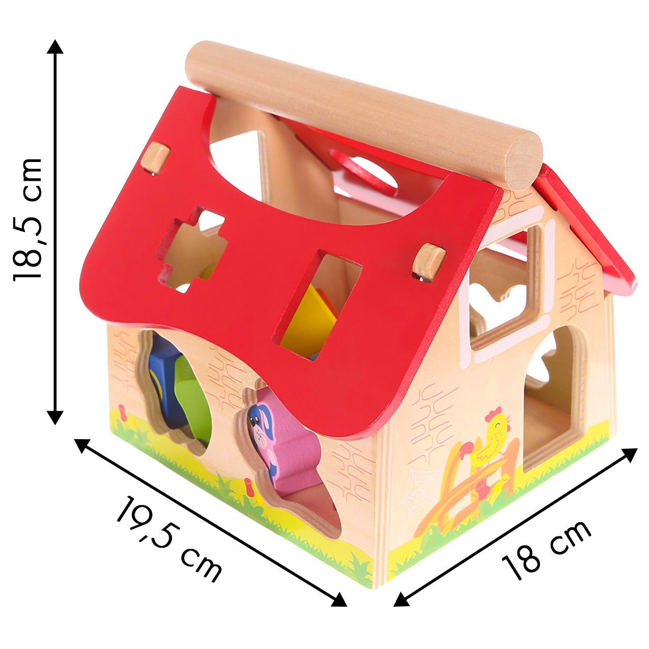 Wooden house farm sorter with blocks Ecotoys