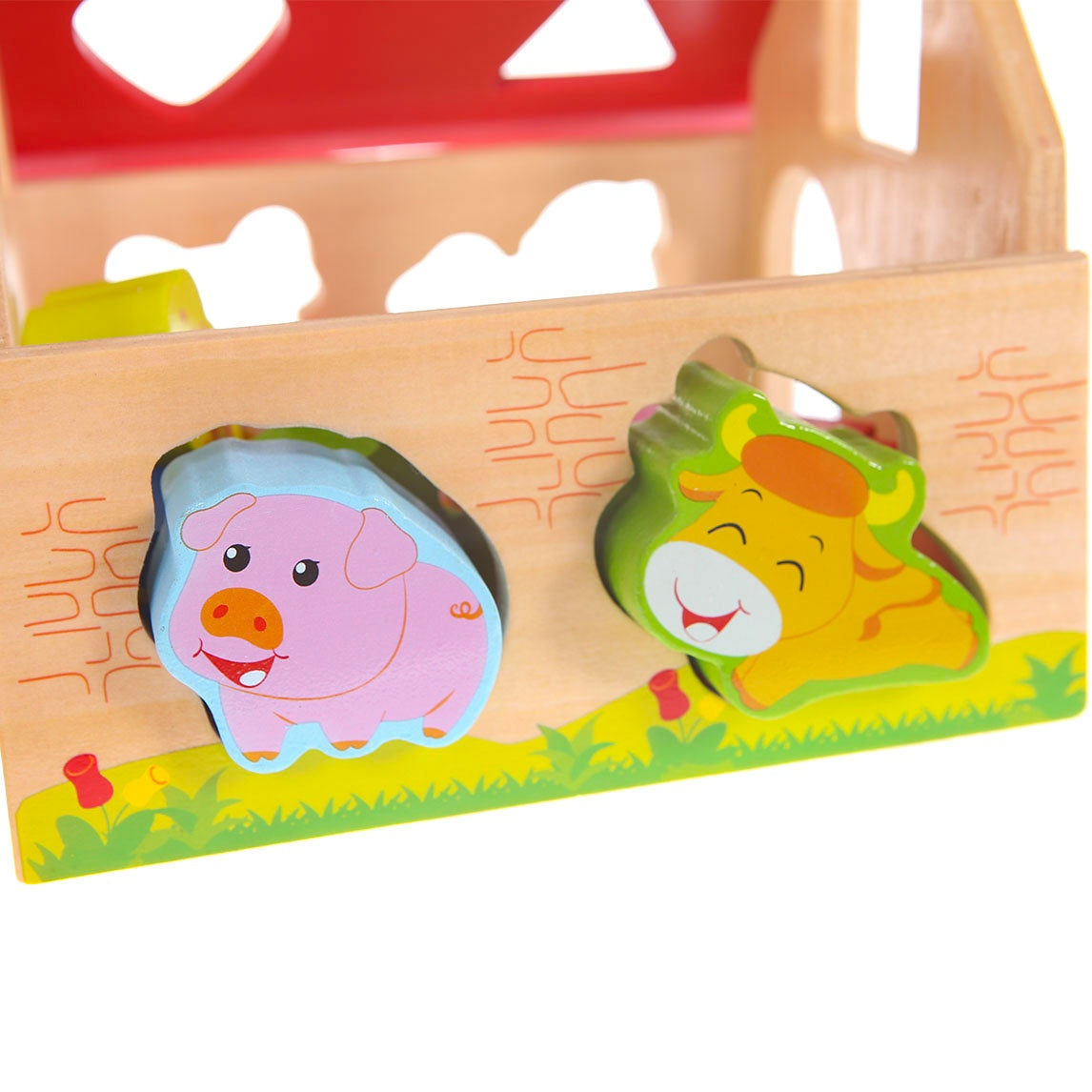 Wooden house farm sorter with blocks Ecotoys