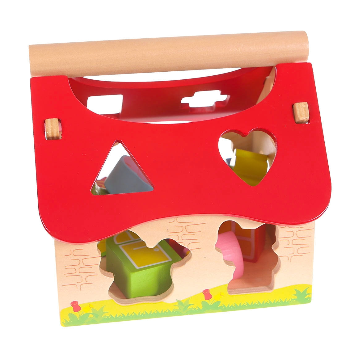 Wooden house farm sorter with blocks Ecotoys