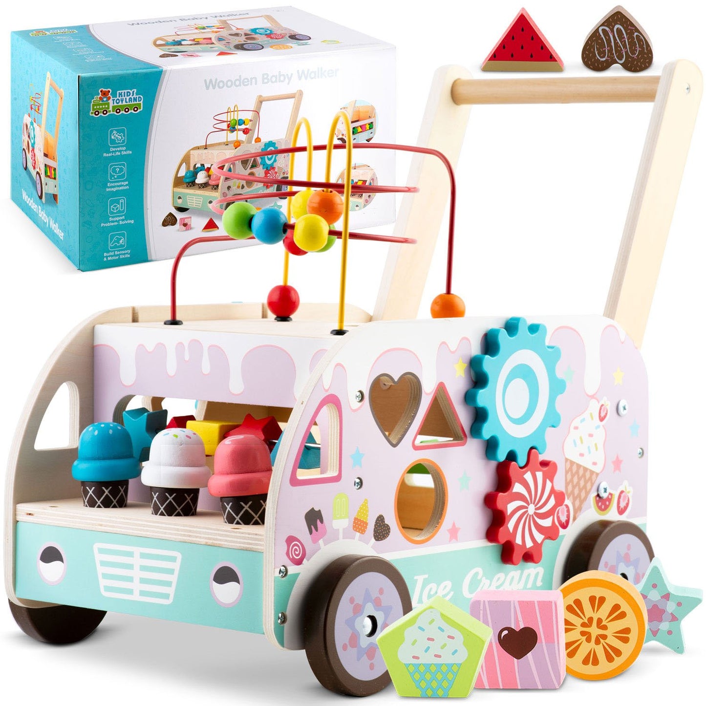 Wooden ice cream pusher walker RK-873 Ricokids