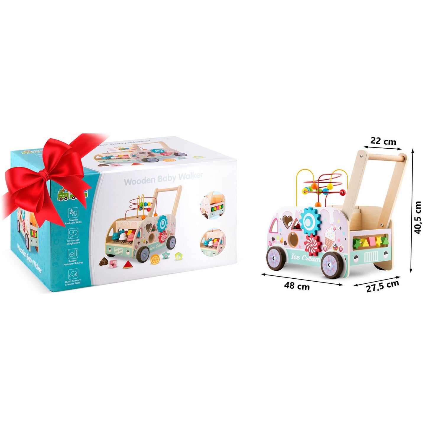 Wooden ice cream pusher walker RK-873 Ricokids