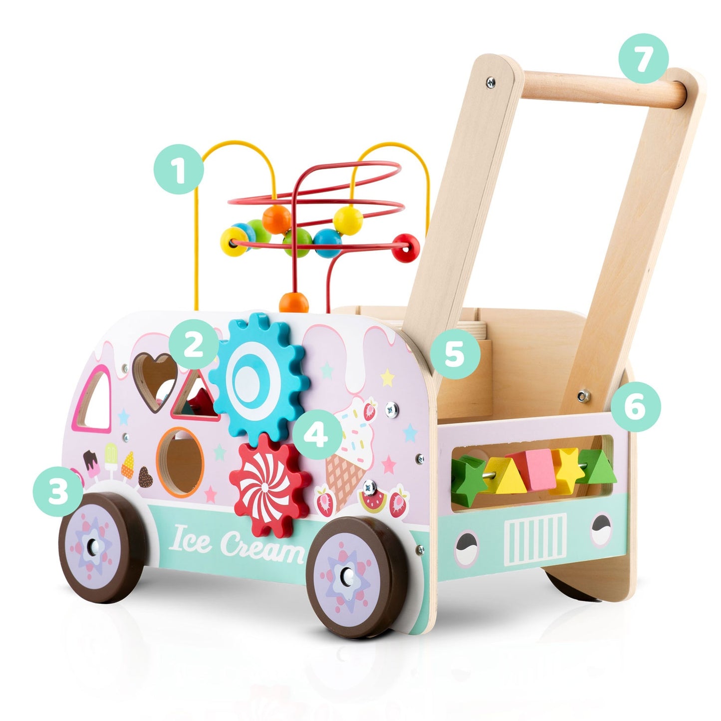 Wooden ice cream pusher walker RK-873 Ricokids
