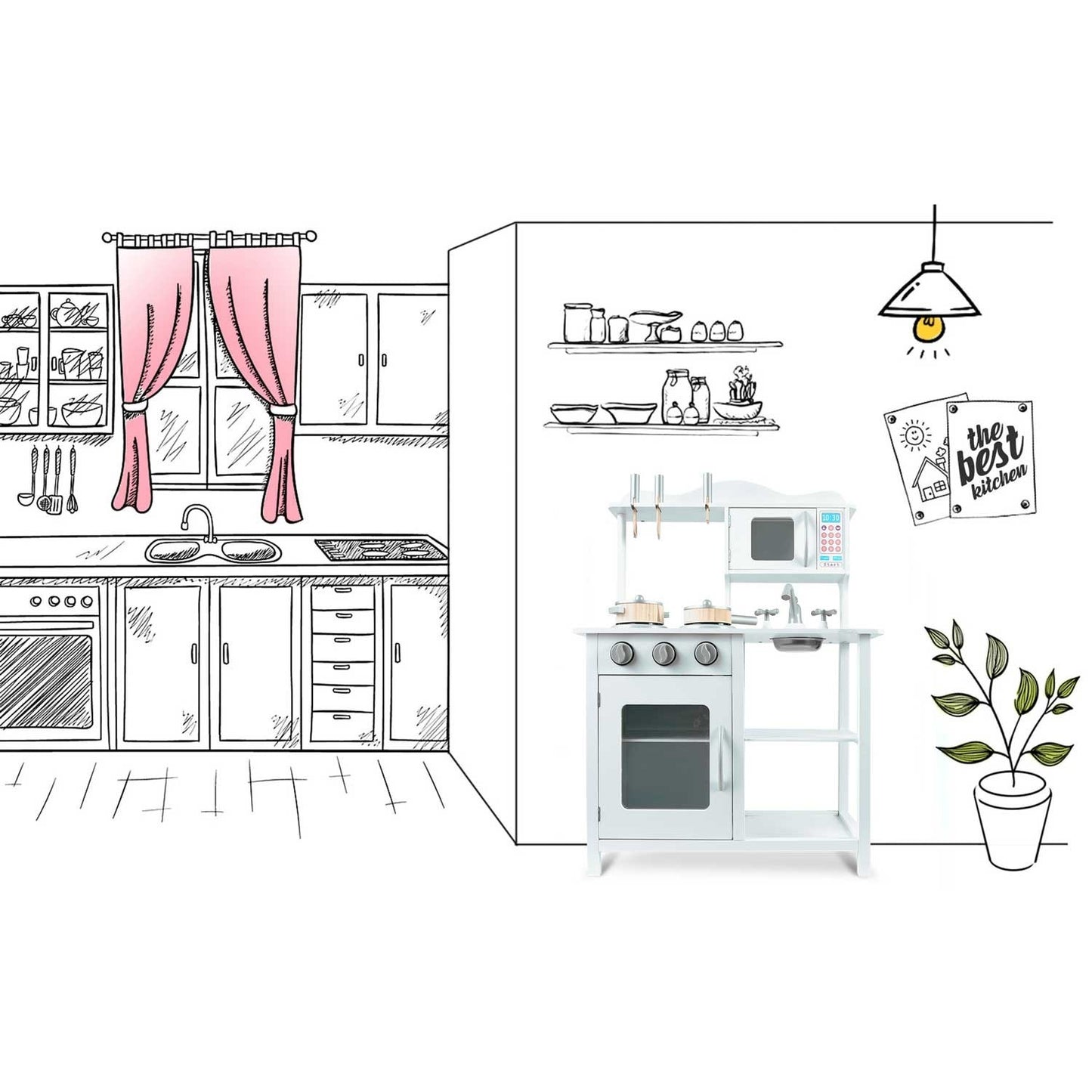 Wooden kitchen for children 60 x 30 x 85 cm